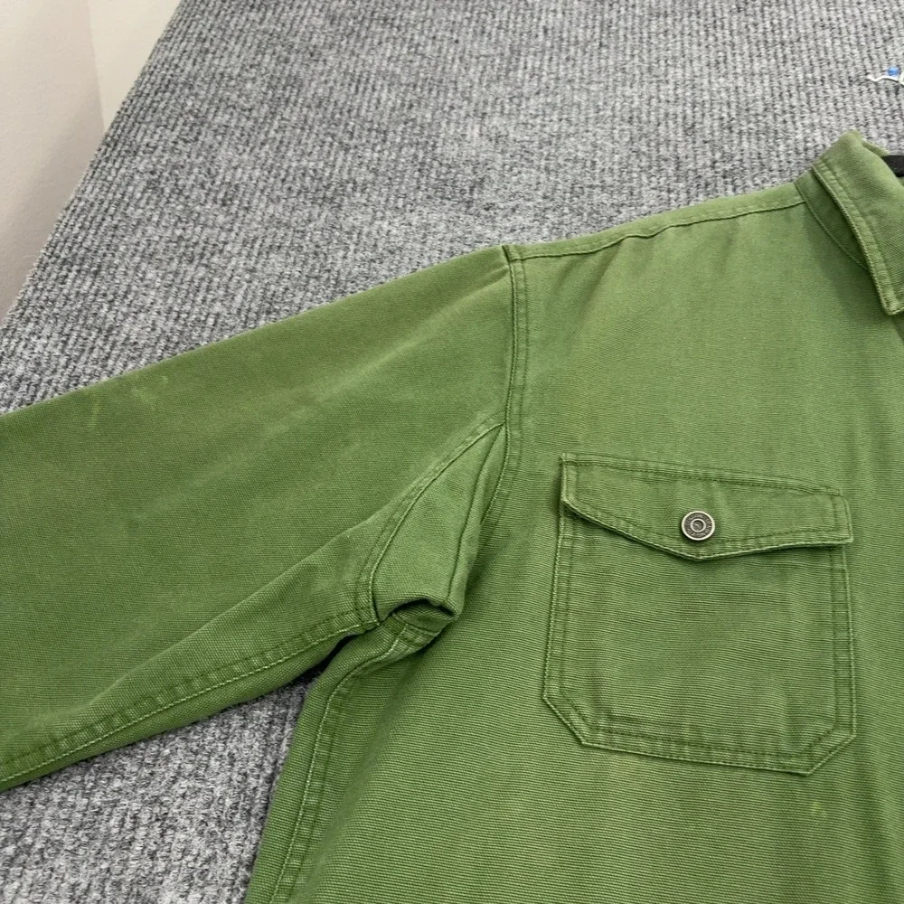 Duluth Trading Co Shirt Jacket Mens XL Tall Green Cotton Canvas Workwear Utility